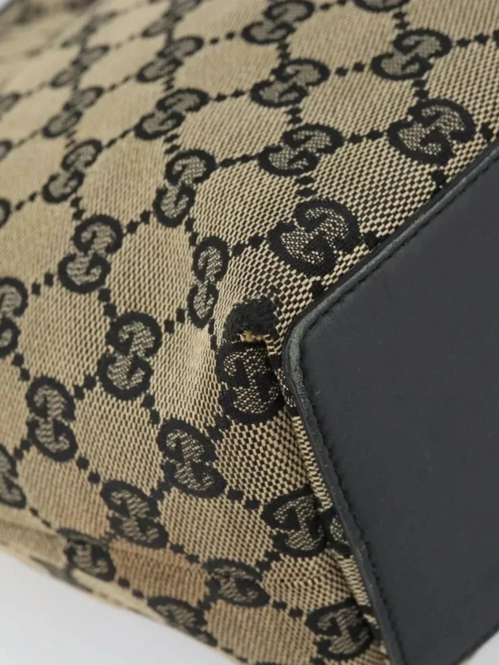 GUCCI GG Canvas Tote Bag Gold Navy 002 1099 2404 Auth ep13085